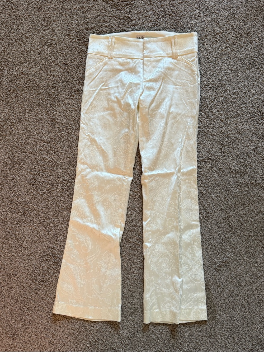CACHE | Pearl Sparkly Satin Jacquard Flare Pants | 6 - Picture 2 of 6